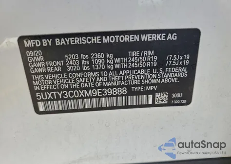 2021 BMW X3 Sdrive30I from USA, damaged, VIN 5UXTY3C0XM9E39888